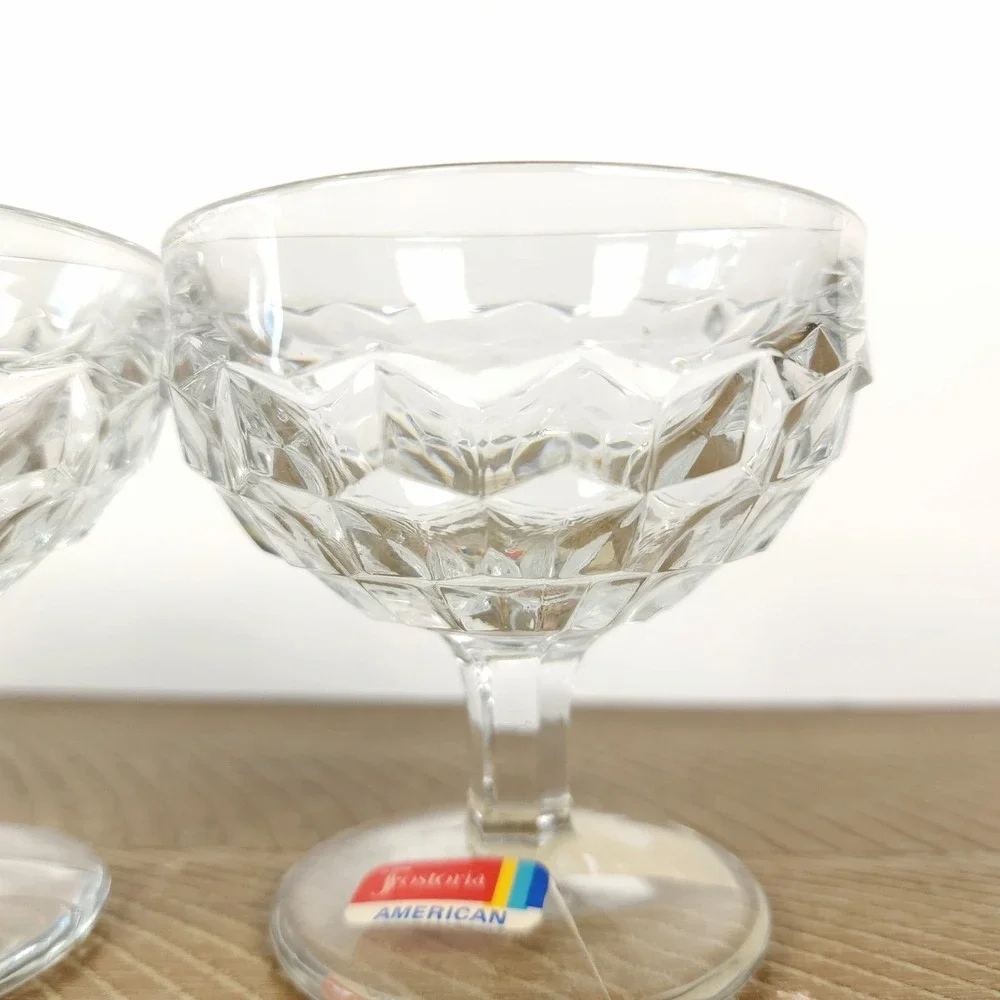 Set of 4 Vintage Fostoria American Champagne Low Sherbet Footed Glasses‎